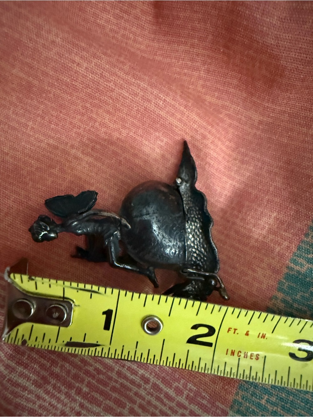 VTGE Mini Cast Metal Fairy Riding Snail Figurine Hinged Trinket Box, Marked B219 - Picture 9 of 9